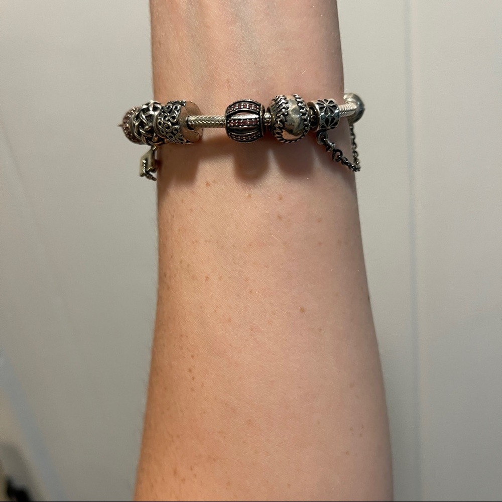Silver Pandora Bracelet with 13 Charms - Picture 7 of 12